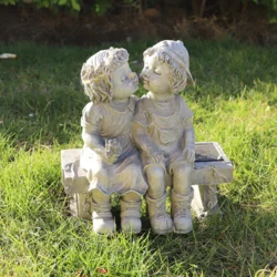 Декоративна садова статуетка «Діти на лавці» із смоли