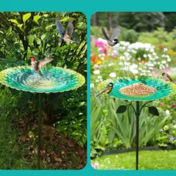 Садова поїлка для птахів на ніжці «Малахіт» металева