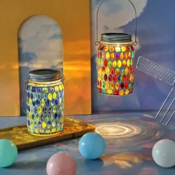 Сонячний мозаїчний світильник Mason Jar (ретро ліхтар), LED, IP65
