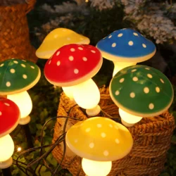 Декоративні садові світильники «Гриб» на сонячній батареї, мухомор, 6 шт