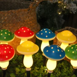 Декоративні садові світильники «Гриб» на сонячній батареї, мухомор, 8 шт