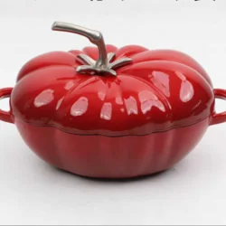 Чавунна каструля з кришкою, 3.8л, томатний дизайн, емальоване покриття