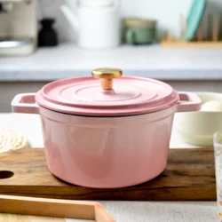 Чавунна емальована каструля з кришкою 22 см