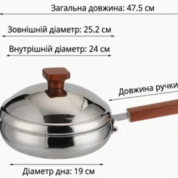 Сковорода з нержавіючої сталі 316 без покриття 24 см