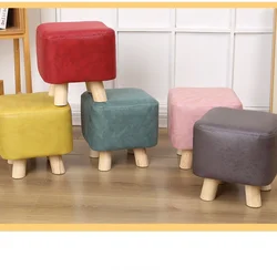 М’який табурет квадратний 28×28×28 см, тканинний пуф на дерев’яних ніжках, сучасний стиль