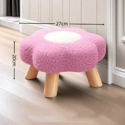 Пуф у формі квітки 27×27×20 см, м’який табурет на дерев’яних ніжках, рожевий