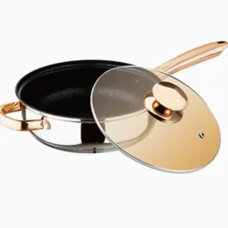 Сковорода з нержавіючої сталі 201 з антипригарним покриттям та скляною кришкою 24 см