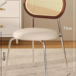 Стілець кухонний м’який з ротангом, металеві ніжки, 77×44×41 см, сучасний / етно стиль