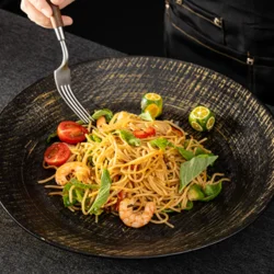 Керамічна обідня тарілка з глазур’ю у ретро-стилі 24.8 см