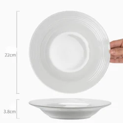 Керамічна обідня глибока тарілка з рельєфним краєм 22 см