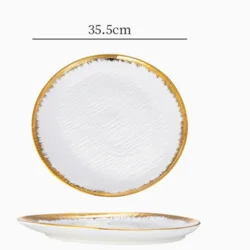 Керамічна тарілка з золотою каймою 35 см