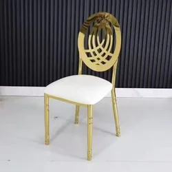 Стілець банкетний Gold Crown, металевий, м’яке сидіння, дизайнерська спинка, стиль Luxury