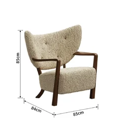Крісло для вітальні, м’яке, з підлокітниками, тканина букле, дерев’яний каркас