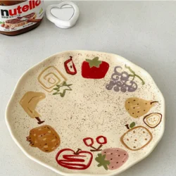 Керамічна тарілка в креативному ретро-стилі фрукти / квіти 20 см