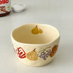 Керамічна глибока тарілка в креативному ретро-стилі фрукти / квіти