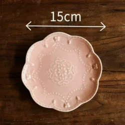 Керамічна десертна тарілка в ретро-стилі 15 см рожева