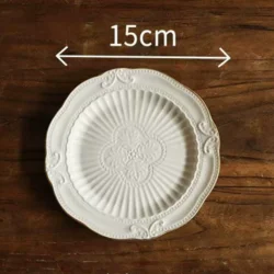 Керамічна десертна тарілка в ретро-стилі 15 см золота кайма