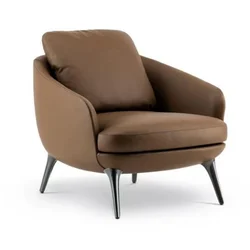 Крісло для вітальні, м’яке, з підлокітниками, екошкіра, металеві ніжки