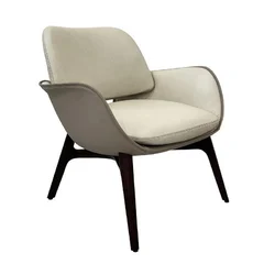 Крісло для вітальні, м’яке, з підлокітниками, екошкіра, дерев’яні ніжки