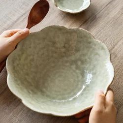 Керамічна глибока тарілка Linghua у японському стилі з хвилястим краєм 23,5 см