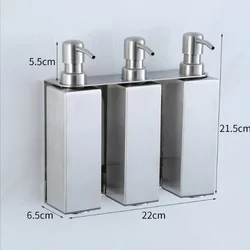 Настінний потрійний дозатор для мила / шампуню, нержавіюча сталь, 720 мл