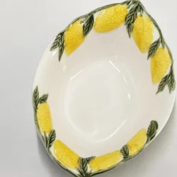 Керамічна глибока овальна тарілка з лимонним декором, 2 види