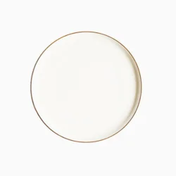Керамічна біла тарілка з золотим краєм для пасти та подачі страв 20 см