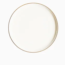 Керамічна біла тарілка з золотим краєм для пасти, піци та подачі страв 30,5 см
