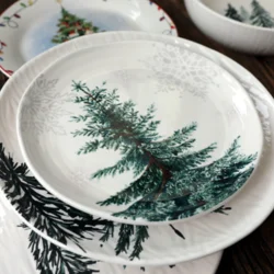 Керамічна тарілка новорічна з святковим принтом 22 см
