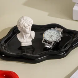 Керамічна декоративна тарілка у формі хмари, органайзер для прикрас і дрібниць, чорна