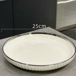 Керамічна тарілка у мінімалістичному стилі, сучасна столова посудина 25 см