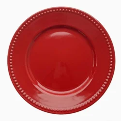 Керамічна обідня тарілка у мінімалістичному стилі, червоний/білий, 26,5 см