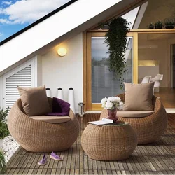 Садовий комплект меблів з ротангу: 2 крісла + журнальний столик, алюмінієвий каркас