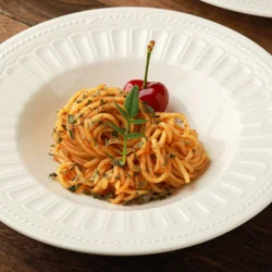 Керамічна супова тарілка з рельєфним краєм у європейському стилі 22 см