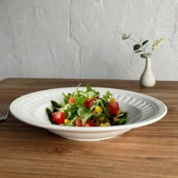 Керамічна глибока тарілка з рельєфним краєм у європейському стилі 27,5 см