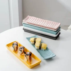 Скандинавська прямокутна керамічна тарілка, стильна подача для суші та десертів