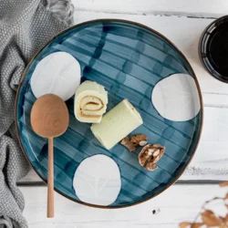 Керамічна тарілка в японському стилі з ручним розписом 24,5 см