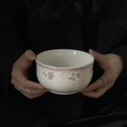 Керамічна чаша «Рожева квітка» у французькому вінтажному стилі