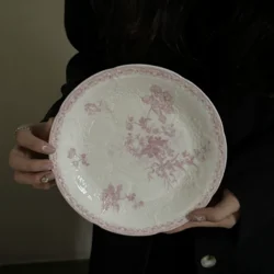 Керамічна тарілка «Рожева квітка» у французькому вінтажному стилі 15,5 см