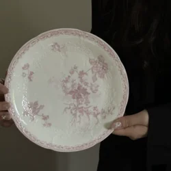 Керамічний посуд «Рожева квітка» у французькому вінтажному стилі, 2 види