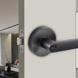 Ручка дверна з замком для WC (матовий чорний, цинковий сплав, з ключем) 802-MB-ET