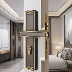 Дверна ручка з замком велика 0315 (мідь, 85 мм, мідь / французька бронза)