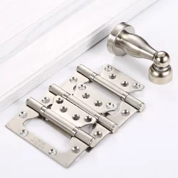 Комплект дверної фурнітури Yue Xinyuan (3 петлі + магнітний стопор, нержавіюча сталь, сатин)