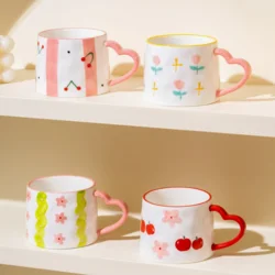 Керамічна кружка з ручним розписом у корейському стилі 320 мл