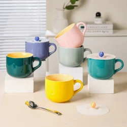 Керамічна кружка великого об’єму для сніданку (600 мл)