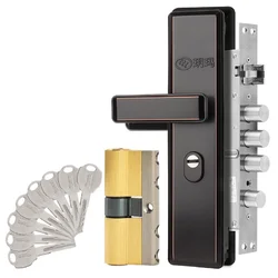 Комплект дверного замка YUEMA TD-2027A, нержавіюча сталь (антична бронза / чорний)