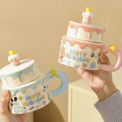 Керамічна кружка «Торт» з кришкою та ложкою — стильний подарунковий набір