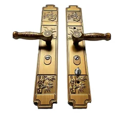 Дверна ручка з замком у китайському стилі, антична бронза Zhuojiu