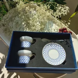 Подарунковий набір кавових чашок з блюдцями (2 чашки + 2 блюдця + 2 ложки), подарункова упаковка