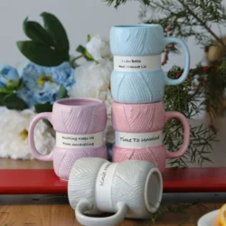 Керамічна чашка «Knit Style», стильна чашка з ефектом в’язаного декору